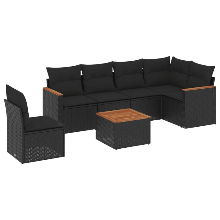 Set Divani da Giardino con Cuscini 7pz Nero Polyrattan 3226020