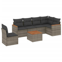 Set Divani da Giardino 7 pz con Cuscini Grigio in Polyrattancod mxl 113059