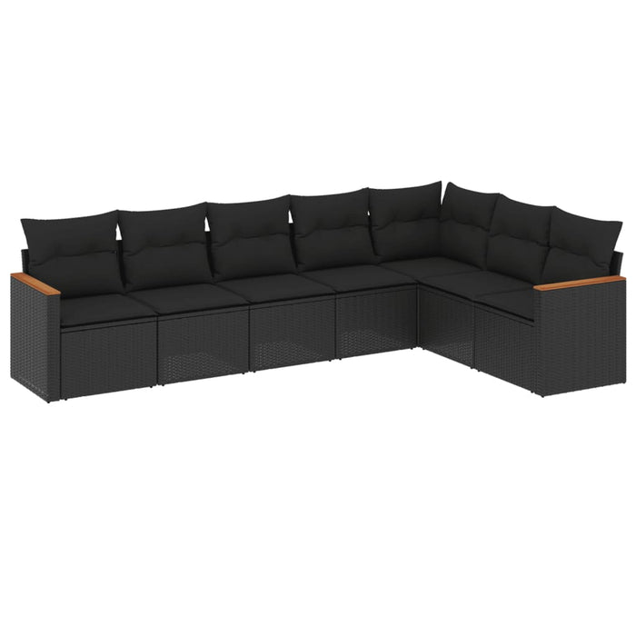 Set Divani da Giardino con Cuscini 7pz Nero Polyrattan 3226027