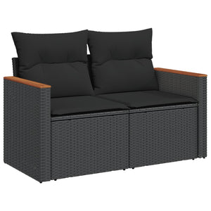 Set Divani da Giardino con Cuscini 7pz Nero Polyrattan 3226027