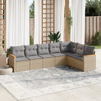 Set Divano da Giardino 7 pz con Cuscini Beige Misto Polyrattan 3226031