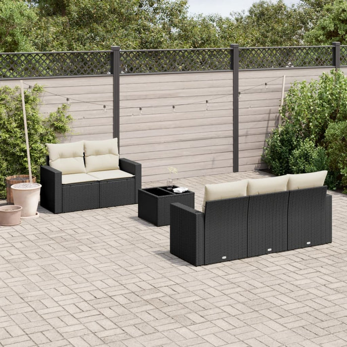 Set Divano da Giardino 6 pz con Cuscini Nero in Polyrattan 3251033