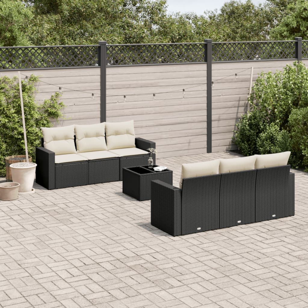 Set Divani da Giardino con Cuscini 7pz Nero Polyrattancod mxl 92170