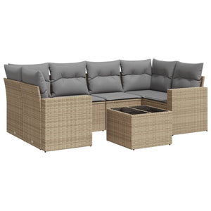 Set Divani da Giardino 7 pz con Cuscini Beige in Polyrattan 3251056