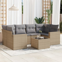 Set Divani da Giardino 7 pz con Cuscini Beige in Polyrattancod mxl 110991