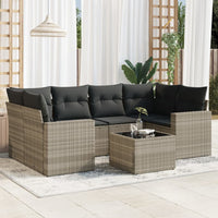 Set Divani da Giardino 7pz con Cuscini Grigio Chiaro Polyrattan 3251059