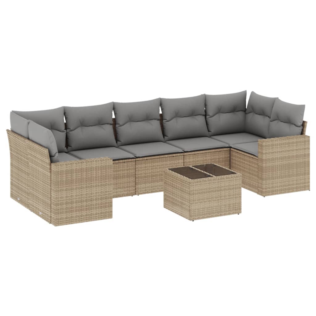 Set Divano da Giardino 8 pz con Cuscini Beige in Polyrattancod mxl 88027