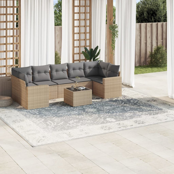 Set Divano da Giardino 8 pz con Cuscini Beige in Polyrattancod mxl 88027