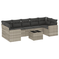 Set Divano da Giardino 8pz con Cuscini Grigio Chiaro Polyrattan 3251079