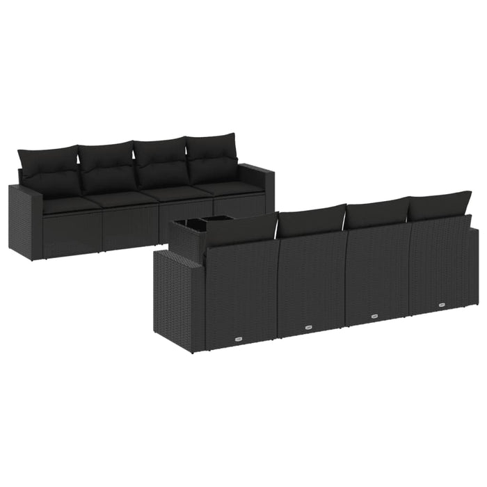 Set Divani da Giardino 9 pz con Cuscini Nero in Polyrattancod mxl 111776