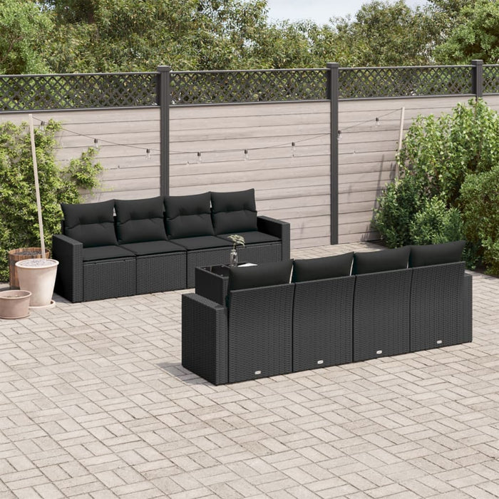 Set Divani da Giardino 9 pz con Cuscini Nero in Polyrattancod mxl 111776