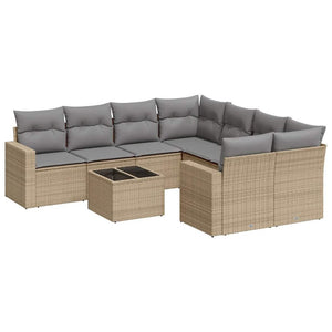 Set Divano da Giardino 9 pz con Cuscini Beige in Polyrattancod mxl 110968