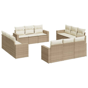 Set Divani da Giardino 12 pz con Cuscini Beige in Polyrattan 3251105