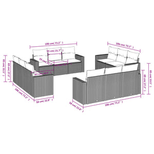 Set Divano Giardino 12 pz con Cuscini Grigio Chiaro Polyrattan 3251109