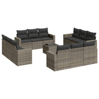 Set Divani da Giardino 13 pz con Cuscini Grigio in Polyrattan 3251117