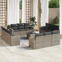 Set Divani da Giardino 13 pz con Cuscini Grigio in Polyrattan 3251117