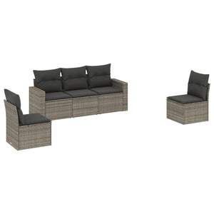 Set Divano da Giardino 5 pz con Cuscini Grigio in Polyrattancod mxl 87069