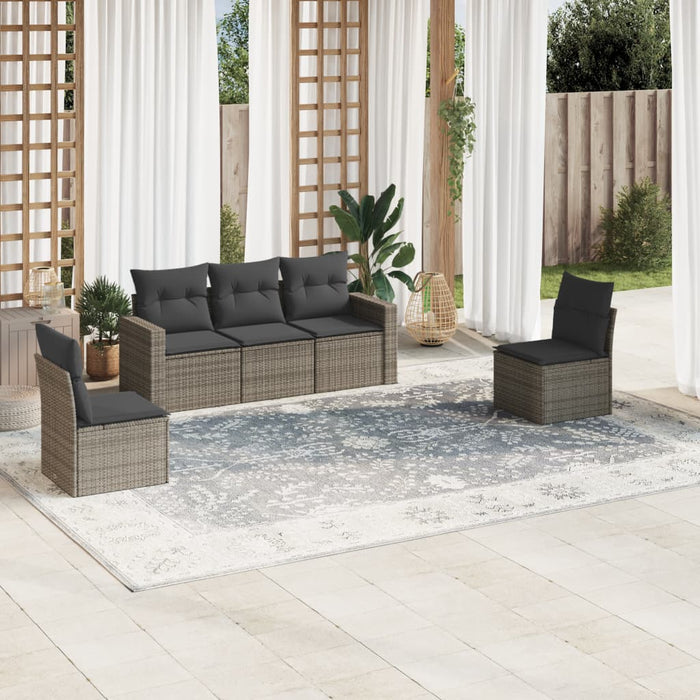 Set Divano da Giardino 5 pz con Cuscini Grigio in Polyrattancod mxl 87069