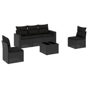 Set Divano da Giardino 6 pz con Cuscini Nero in Polyrattancod mxl 110952