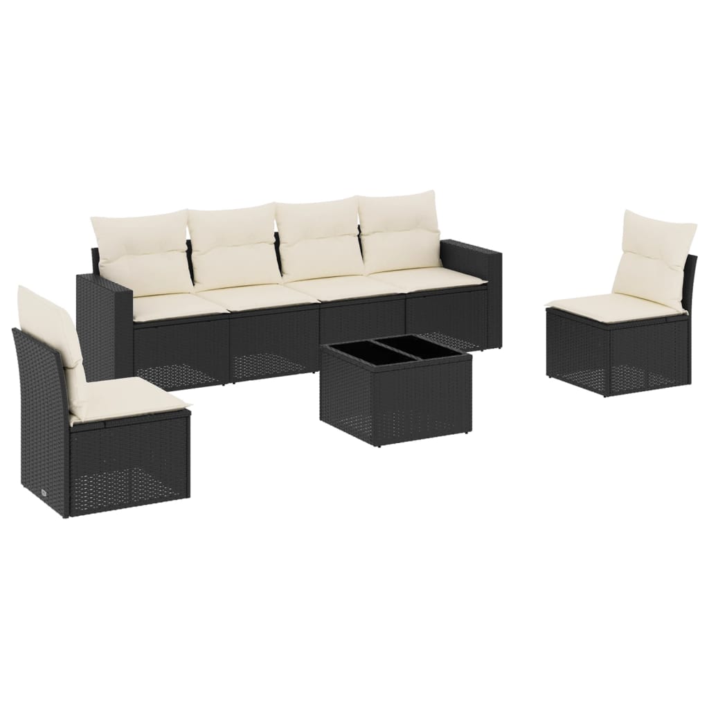 Set Divani da Giardino con Cuscini 7pz Nero Polyrattancod mxl 110993