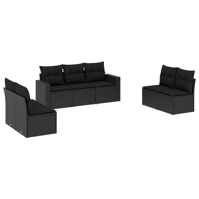 Set Divani da Giardino con Cuscini 7pz Nero Polyrattan 3251162