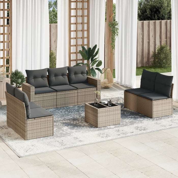 Set Divano da Giardino 8 pz con Cuscini Grigio in Polyrattan 3251177