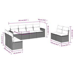 Set Divani da Giardino con Cuscini 8 pz Nero in Polyrattan 3251183