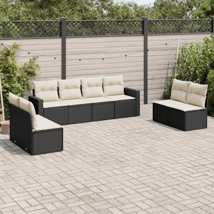 Set Divani da Giardino con Cuscini 8 pz Nero in Polyrattan 3251183