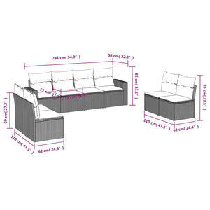 Set Divano da Giardino 8 pz con Cuscini Grigio in Polyrattan 3251187