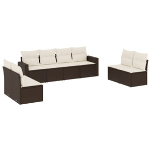 Set Divani da Giardino 8 pz con Cuscini Marrone in Polyrattan 3251190