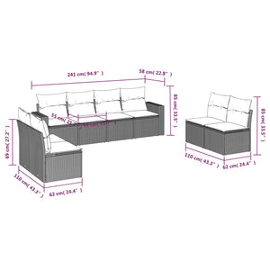 Set Divani da Giardino 8 pz con Cuscini Marrone in Polyrattan 3251190