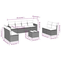 Set Divani da Giardino 9 pz con Cuscini Nero in Polyrattan 3251192