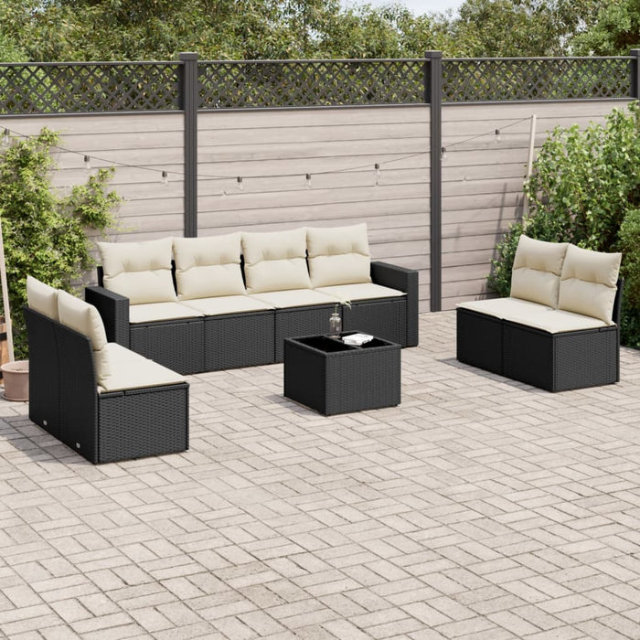 Set Divani da Giardino 9 pz con Cuscini Nero in Polyrattancod mxl 112111