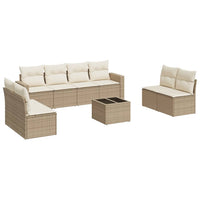 Set Divano da Giardino 9 pz con Cuscini Beige in Polyrattan 3251195