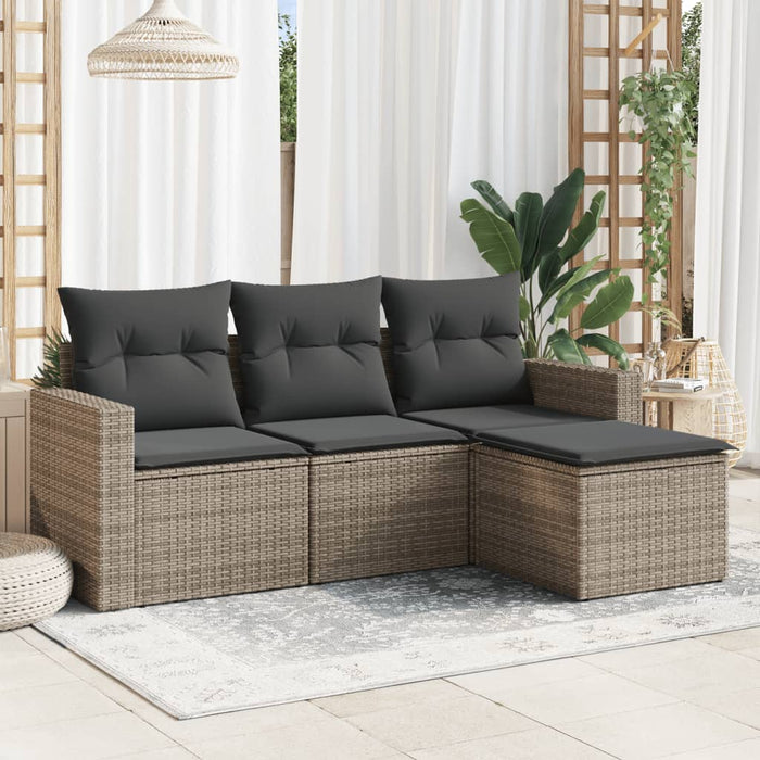 Set Divani da Giardino 4 pz con Cuscini in Polyrattan Grigio 3251207