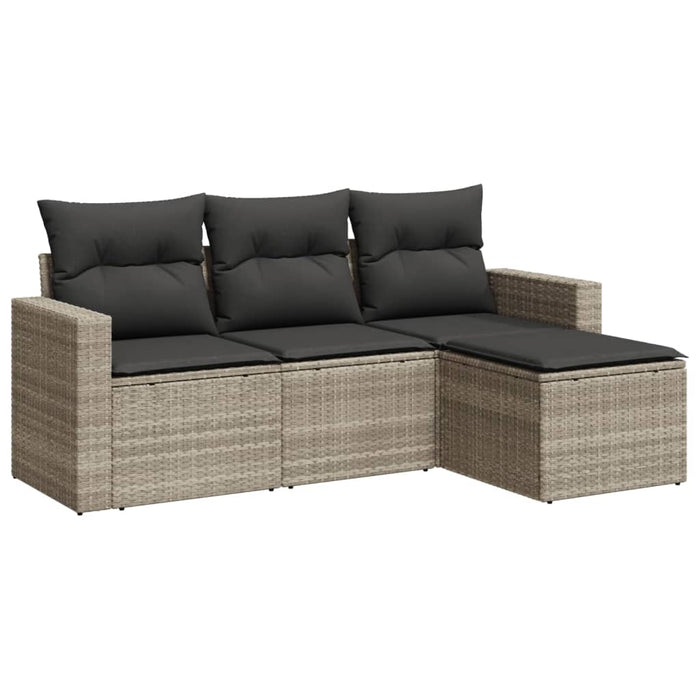 Set Divano da Giardino 4pz con Cuscini Grigio Chiaro Polyrattan 3251209