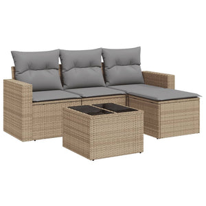 Set Divano da Giardino 5 pz con Cuscini Beige in Polyrattancod mxl 86952