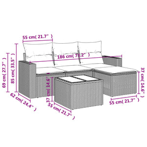 Set Divano da Giardino 5 pz con Cuscini Beige in Polyrattancod mxl 86952