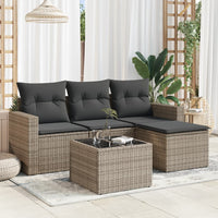 Set Divano da Giardino 5 pz con Cuscini Grigio in Polyrattan 3251217