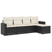 Set Divani da Giardino 5 pz con Cuscini in Polyrattan Nero 3251223