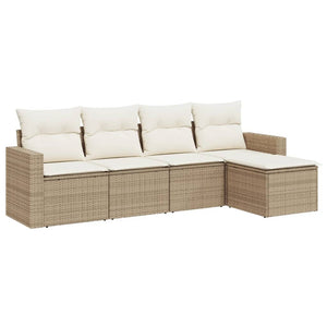 Set Divano da Giardino 5 pz con Cuscini Beige in Polyrattan 3251225