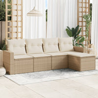 Set Divano da Giardino 5 pz con Cuscini Beige in Polyrattan 3251225