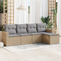 Set Divano da Giardino 5 pz con Cuscini Beige in Polyrattan 3251226