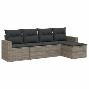 Set Divano da Giardino 5 pz con Cuscini Grigio in Polyrattan 3251227