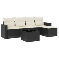 Set Divano da Giardino 6 pz con Cuscini Nero in Polyrattan 3251233