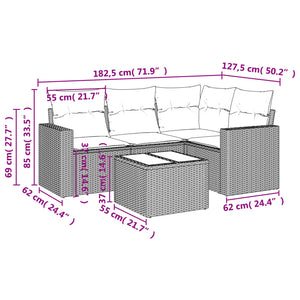 Set Divano da Giardino 5 pz con Cuscini Grigio in Polyrattancod mxl 110980