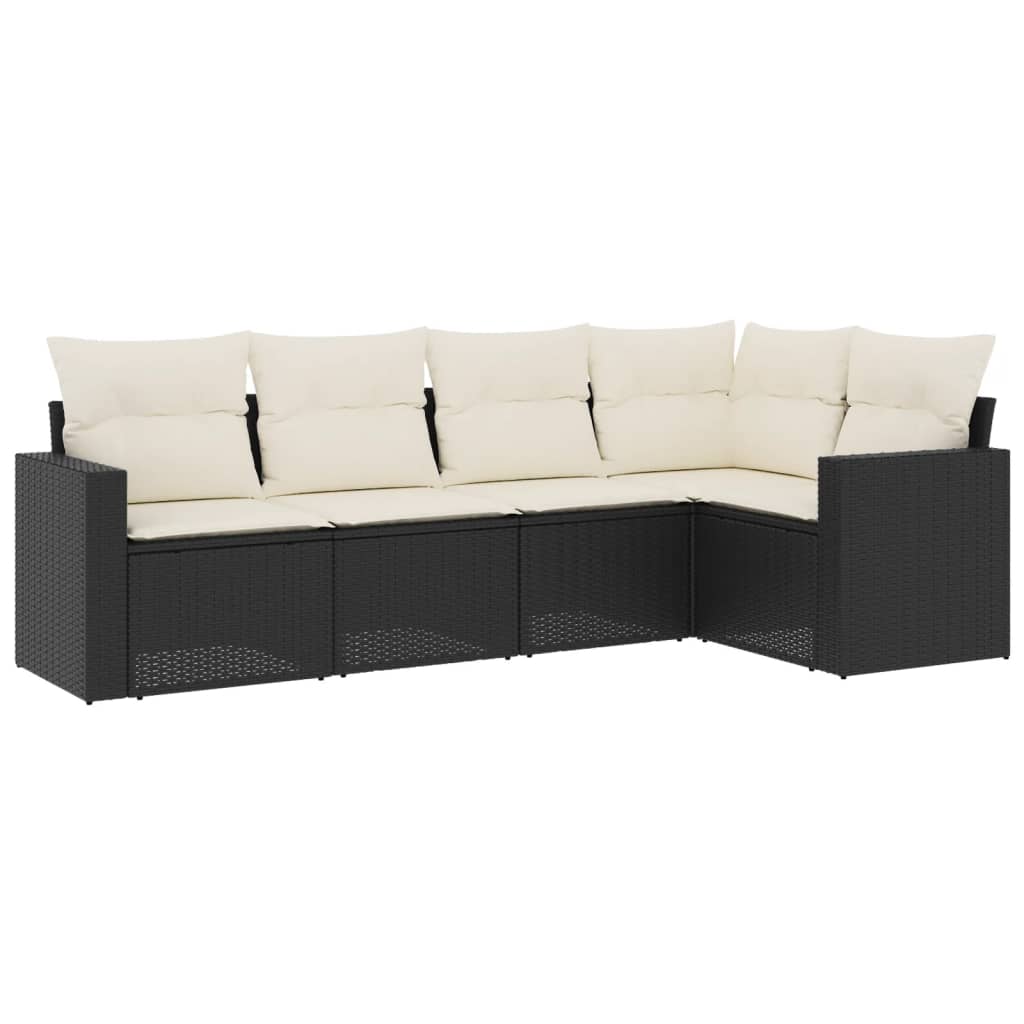 Set Divani da Giardino 5 pz con Cuscini in Polyrattan Nero 3251263