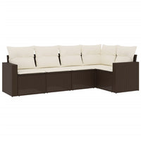 Set Divano da Giardino 5 pz con Cuscini Marrone in Polyrattan 3251270