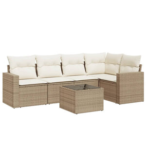 Set Divano da Giardino 6 pz con Cuscini Beige in Polyrattan 3251275