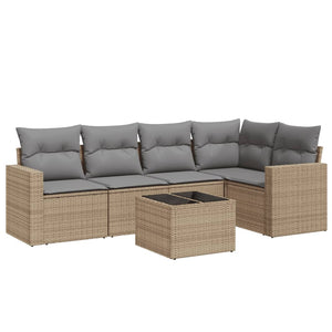 Set Divano da Giardino 6 pz con Cuscini Beige in Polyrattan 3251276